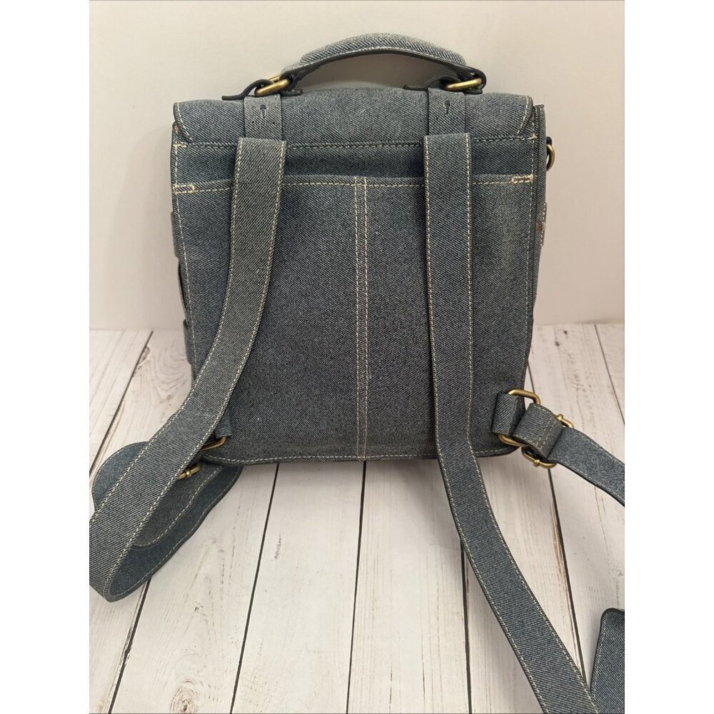 Aimee Kestenberg Denim Blue Backpack With Top Handle 10.5”x10”x4” EUC - Picture 4 of 8
